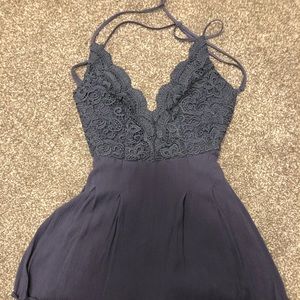 Blue lace romper